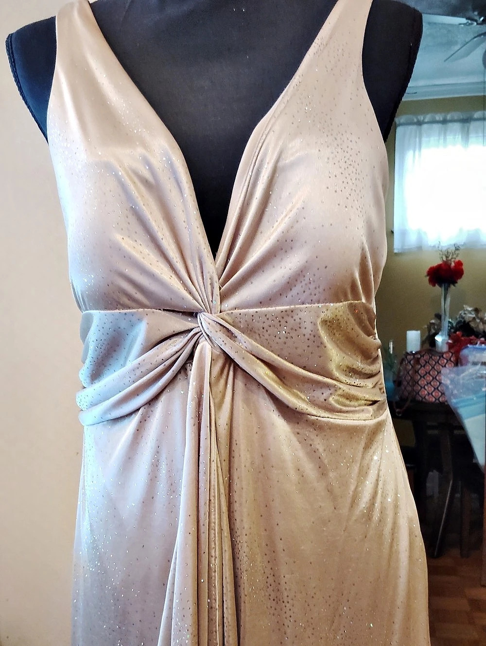 Draped Maxi Dress in Cream Like New